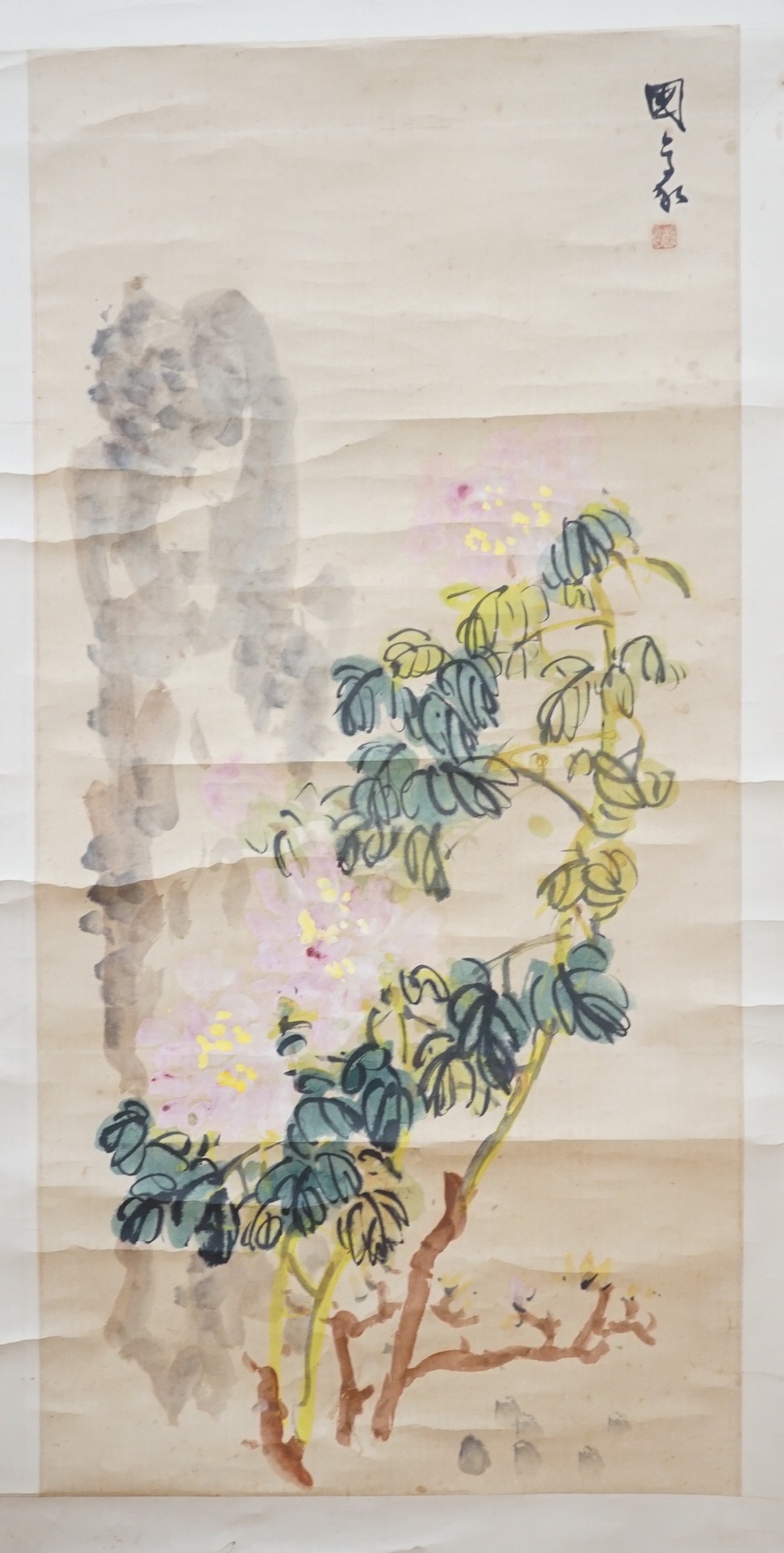 Ho Kok Hoe, watercolour scroll, The Flower Study, 1952